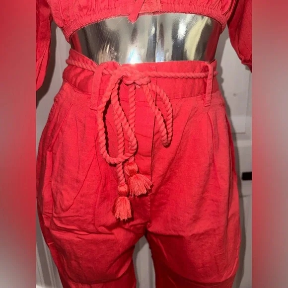 Free People Linen blend Crop Top & Pants Set small - Picture 13 of 16